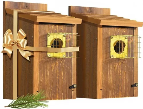 Miniatura 9 de Cedar Alpha Bluebird Casas para Pájaros para Exteriores en Liquidación – Juego de 3 Cajas Nido con Protector contra Depredadores de Acero Inoxidable