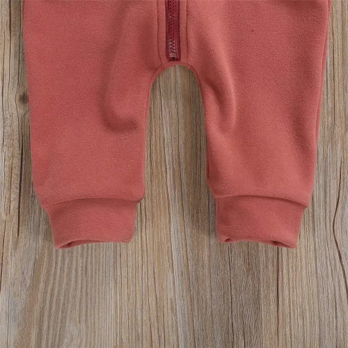 Miniatura 5 de FYBITBO Mameluco con capucha y cremallera para bebés, niños y niñas, mameluco de manga larga para otoño e invierno, ropa cálida