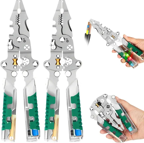 Miniatura 9 de 18 En 1 pelacables plegable, pelacables nuevos 2025 con detector de voltaje, alicates pelacables multifuncionales para cortar y extraer cables
