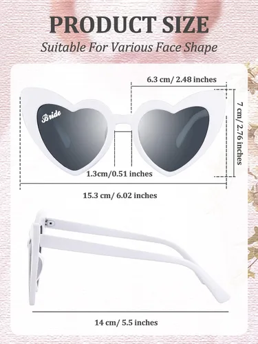 Miniatura 2 de Flutesan 12 pares de lentes de sol para despedida de soltera para dama de honor, lentes de sol de corazón para boda y despedida de soltera