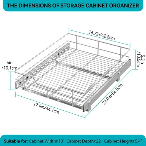 Miniatura 2 de Organizador de Gabinete Extraíble de 17" de Ancho X 22" de Profundidad, Cajones Deslizantes Para Organizadores y Almacenamiento de Cocina, Cajones 1