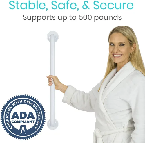 Miniatura 3 de Vive Barra de Agarre para Bañeras y Duchas - Barandilla de Seguridad para Baño para Discapacitados para Personas Mayores - Mango de Riel para Blanco