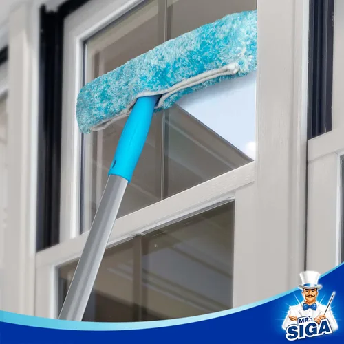 Miniatura 5 de MR.SIGA Poste de extensión de 54.3 pulgadas de largo, poste de aluminio ajustable de 4 piezas para escobilla de ventana