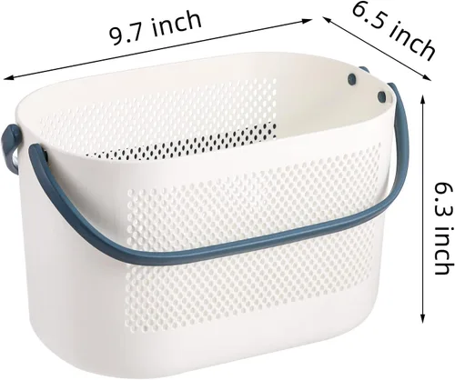 Miniatura 2 de AVLA Paquete de 4 cestas portátiles para ducha, cestas de almacenamiento de plástico con asas, organizador de artículos de tocador de drenaje, bolsa