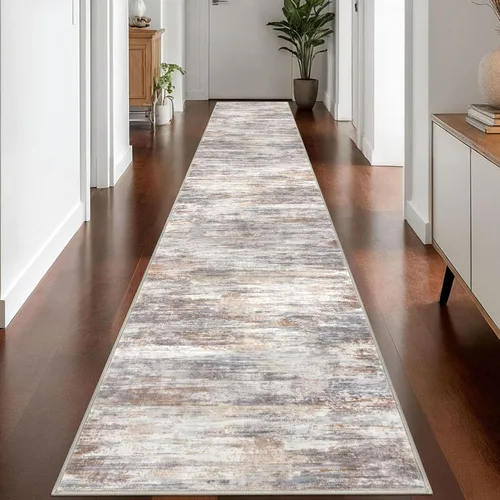 Miniatura 15 de KOZYFLY – Alfombra de pasillo moderna y lavable de diseño abstracto verde, 2 x 5 pies, antideslizante, suave y de pelo corto, ideal para cocina