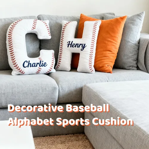 Miniatura 4 de Almohada de béisbol personalizada con monograma con nombre personalizado de letras de béisbol para abrazar, almohadas decorativas de Navidad, cojín