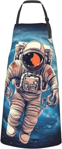Miniatura 3 de Astronauta Planet Print Apron Waterproof Adjustable Neck Kitchen Aprons With Pockets Chef Apron For Women Men