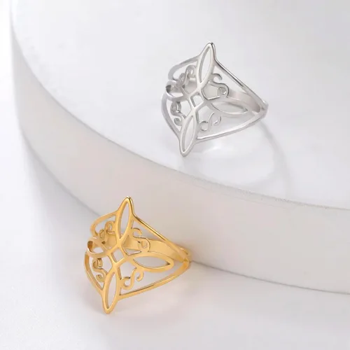 Miniatura 5 de UNIFT Anillo de nudo de bruja para mujer, acero inoxidable, celta, cuaternario, Wicca, estilo geométrico, anillo de nudo de brujería, amuleto