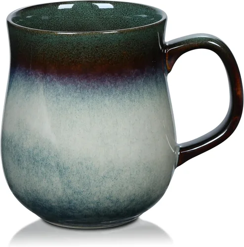 Miniatura 7 de Tazas de café de cerámica grandes de 20 onzas, 600ml, asa grande, taza de té de cerámica hecha a mano para oficina y hogar, fácil de sostener, apta