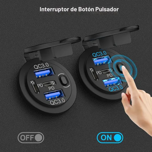 Miniatura 5 de Cargador de coche con salida USB de 78 W, 4 puertos y 12 V, súper rápido Dual PD3.0 y QC3.0 puerto USB múltiple para automóvil, reemplazo