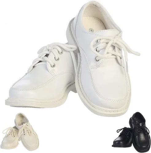 Lito Children's Wear Zapatos de vestir para niños, con cordones, para boda, graduación, formal, mate, Blanco