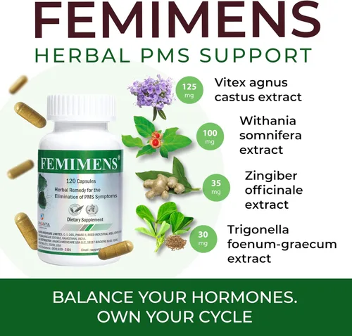 Miniatura 3 de FEMIMENS - Suplemento de apoyo para el síndrome premenstrual para mujeres - Alivio del síndrome premenstrual para mujeres y alivio de calambres