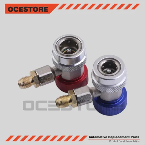 Miniatura 2 de OCESTORE Ajustable para conector de acoplador rápido R134A, kit de conversión de manguera de manómetro de freón SAE HVAC de 1/4 pulgadas SAE HVAC