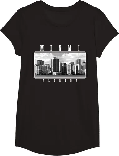 Miniatura 3 de Miami Skyline Florida Pride Vintage Miami Camiseta, Negro
