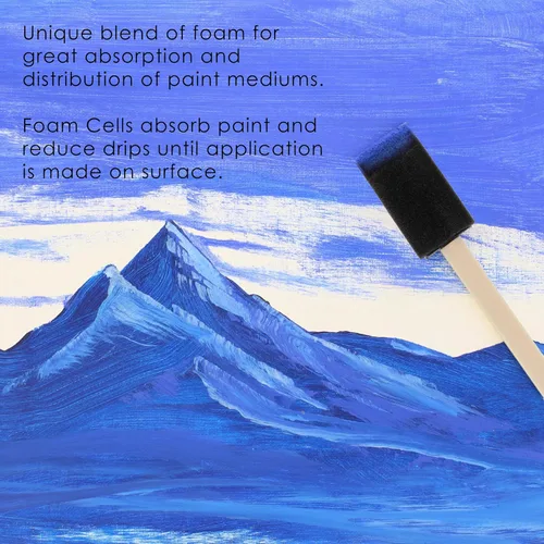 Miniatura 5 de US Art Supply - Juego de pinceles de pintura de espuma de 1 pulgada con mango de madera (paquete de valor de 25) - Ligeros, duraderos e ideales