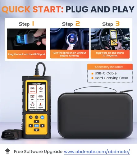 Miniatura 9 de Escáner OBD2 con transmisión ABS SRS, restablecer luces de falla Compruebe el lector de código del motor con funciones OBDII completas Prueba