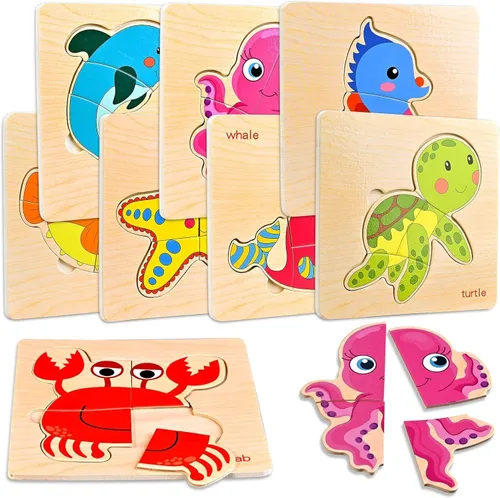 Miniatura 11 de Faburo 8 piezas de rompecabezas de madera para niños pequeños de 1, 2, 3 y 4 años, rompecabezas para niños de 1, 2, 3 y 4 años, juguetes educativos
