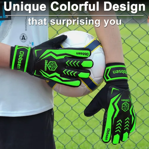 Miniatura 5 de Guantes de portero de fútbol para niños, jóvenes y adultos, guantes de portero de fútbol de agarre fuerte con protección para los dedos
