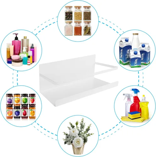 Miniatura 7 de Estante magnético para especias para refrigerador, paquete de 2 estantes magnéticos para frascos de especias, estantes magnéticos, soporte