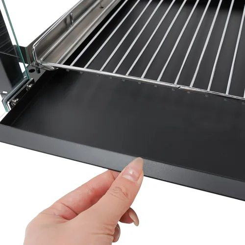 Miniatura 5 de Calentador de alimentos, 3 niveles de 800 W, pantalla de calentador de alimentos comercial para encimera eléctrica, estantes extraíbles, puerta