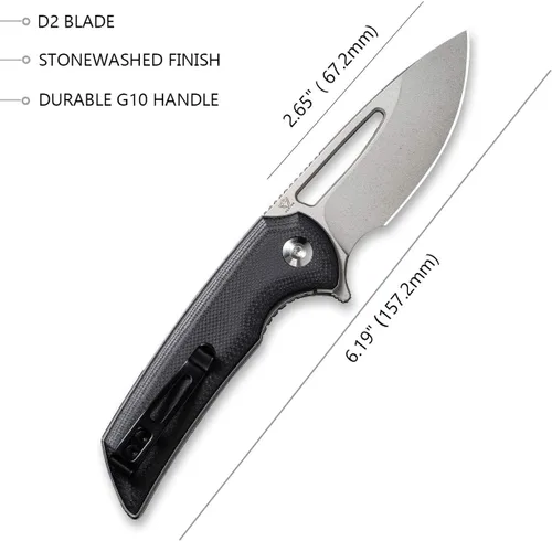 Miniatura 2 de CIVIVI Odium - Cuchillo plegable pequeño – Hoja D2 negra lavada a la piedra de 2.65 pulgadas, mango G10, pivote de rodamientos de bolas, cuchillo