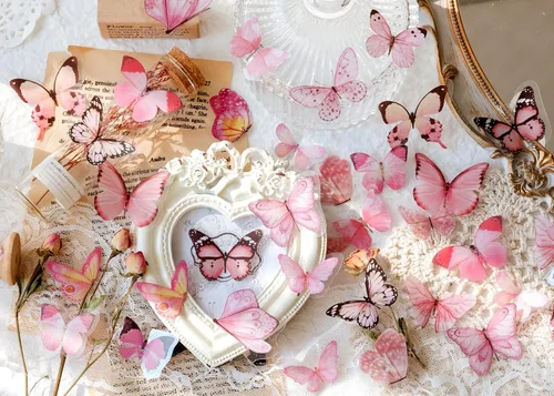 Miniatura 4 de Knaid Juego de calcomanías de mariposa (320 piezas) transparentes y coloridas mariposas de resina, calcomanías para la naturaleza, suministros