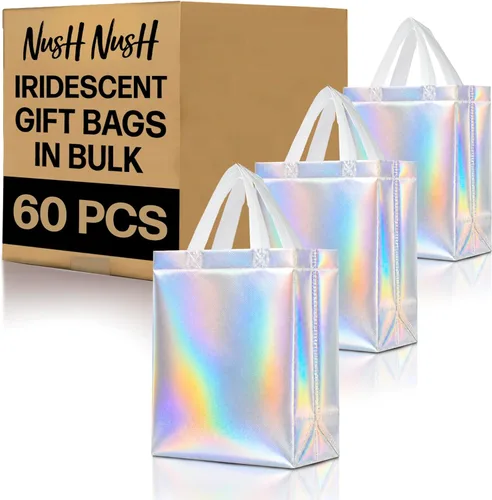 Miniatura 23 de Nush Nush Bolsas de regalo de color azul aguamarina de gran tamaño – Juego de 30 bolsas de regalo azul claro brillante con asas a granel – Bolsa