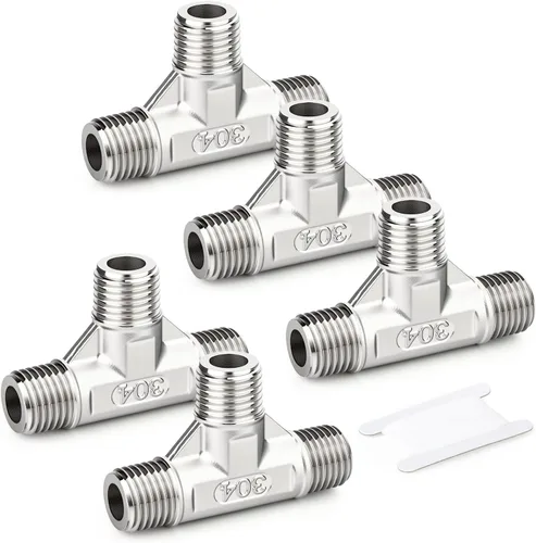Miniatura 20 de TAISHER 2 piezas de accesorios de tubo en T de acero inoxidable 304, accesorios de tubo hembra NPT de 1-1/2" x 1-1/2" x 1-1/2