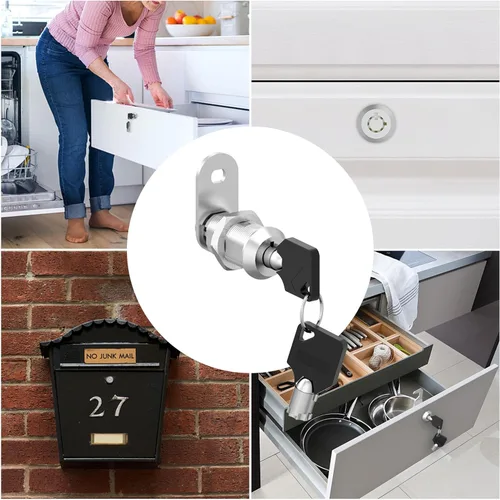 Miniatura 4 de Paquete de 6 cerraduras de gabinete con llaves, cerradura de leva RV de 1-1/8 pulgadas con llave similar, cerradura de RV para puerta