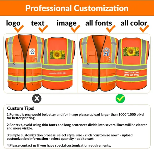 Miniatura 2 de BeautyWill Chaleco de seguridad personalizado con logotipo reflectante de alta visibilidad Clase 2 de alta visibilidad Seguridad Chaleco de trabajo