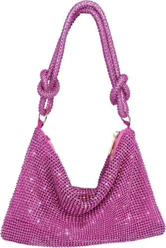 Miniatura 10 de Bolso de noche brillante con diamantes de imitación, bolso de mano plateado tipo clutch para mujeres, bolsos cruzados para fiesta, baile