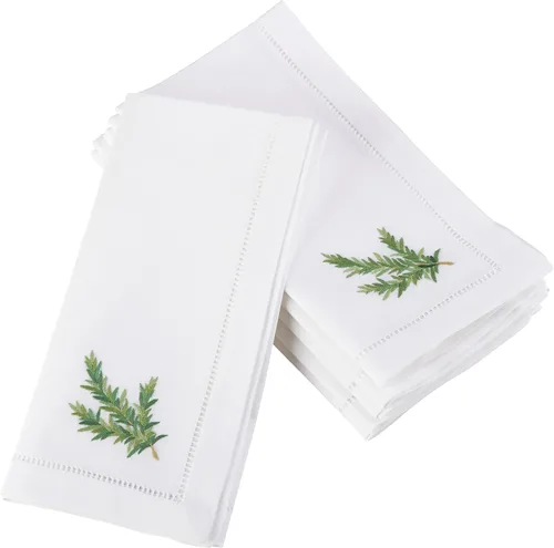 Miniatura 19 de Juego de 6 servilletas bordadas de magnolia hechas a mano con borde cosido