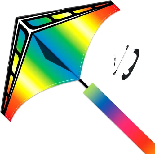 Miniatura 10 de Large Rainbow Delta Kite for Kids & Adults,Single Line Beach Kite for Kids Ages 4-8 & 8-12,Easy to Fly for Toddlers and Beginners