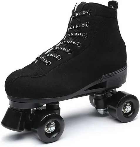 Miniatura 4 de Exgingle - Patines negros de gamuza para exteriores para mujeres y hombres