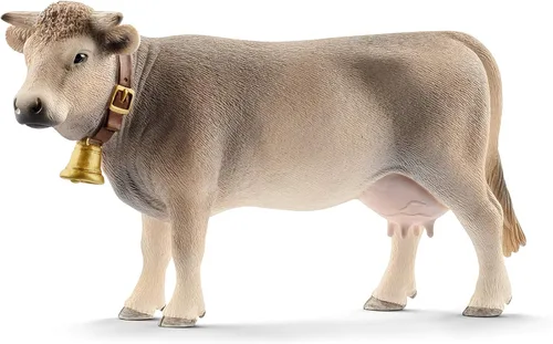 Schleich Farm World - Figura de vaca Braunvieh - Juguete de animal de granja altamente detallado y duradero, juego divertido y educativo para niños