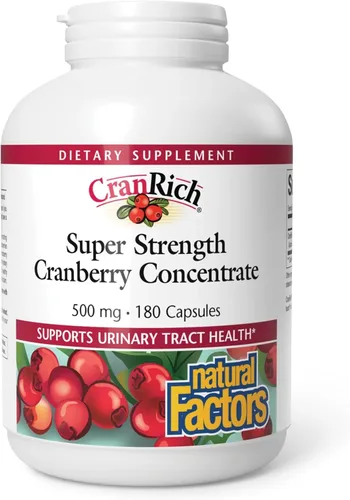 Natural Factors CranRich Concentrado de arándano súper fuerte, suplemento de apoyo antioxidante con concentrado de arándano, ayuda a la salud del