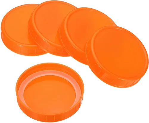 Miniatura 7 de PATIKIL Tapas de plástico de boca ancha de 3.386 in, 1 juego/8 tapas para tarros de conservas con anillo de sellado de silicona para almacenamiento