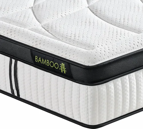 Suiforlun - Colchón de tamaño matrimonial, colchón híbrido de espuma viscoelástica de gel de 14 pulgadas en una caja con resortes embolsados, Euro