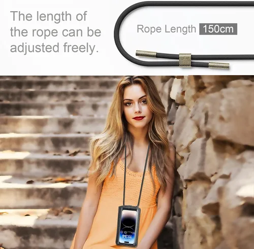Miniatura 6 de Bolso cruzado pequeño para teléfono celular para mujeres y hombres, mini bolso de hombro de cuero con tarjetero y ranura para collar, cordón
