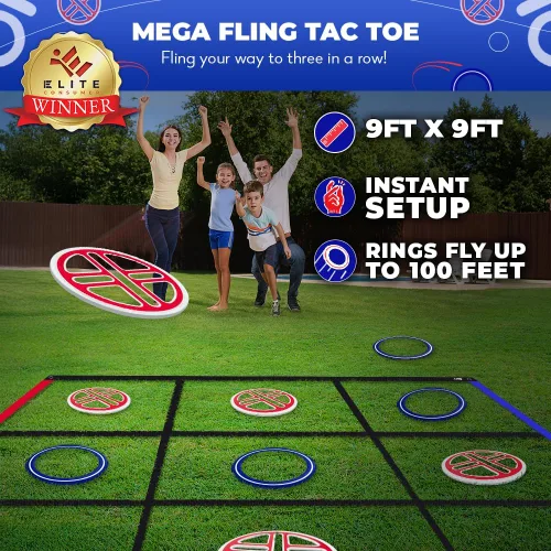 Miniatura 2 de Swooc Games® - Fling Tac Toe™ (9 pies x 9 pies) Juego gigante de Tic Tac Toe al aire libre Juegos gigantes resistentes a la intemperie