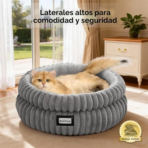 Miniatura 2 de BALANCE Cama para gatos, cama para gatitos, camas redondas lavables para gatos de interior, cama de felpa súper suave de piel sintética para Gris