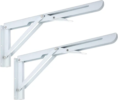 Miniatura 14 de Sumnacon Soportes plegables resistentes para estantes – Banco de mesa triangular de metal resistente, soporte de estante plegable de 10 pulgadas, 2