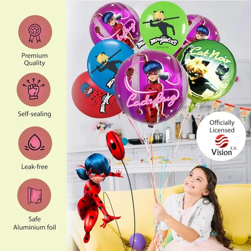 Miniatura 5 de Paquete de 2 globos de papel de aluminio de helio de cumpleaños milagrosa de mariquita de 20 pulgadas Diseño colorido para suministros
