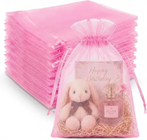 Miniatura 14 de Crweety 50 Piezas Bolsas de Organza Doradas de 3 x 4 Pulgadas, Pequeñas Bolsas de Regalo de Malla con Cordón para Favores de Boda, Despedida