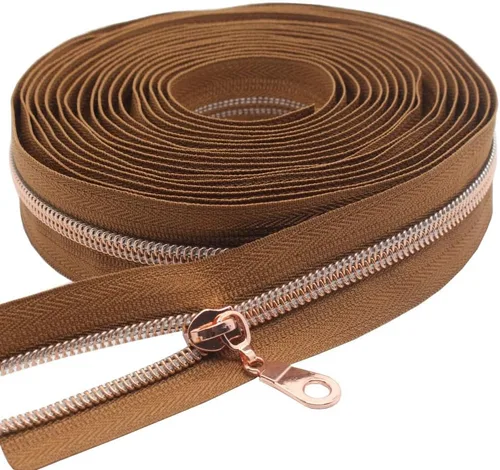 Miniatura 13 de YaHoGa #5 Cremalleras metálicas de nailon color latón antiguo de The Yard Bulk Cinta beige de 10 yardas con 25 unidades de tiradores para costura
