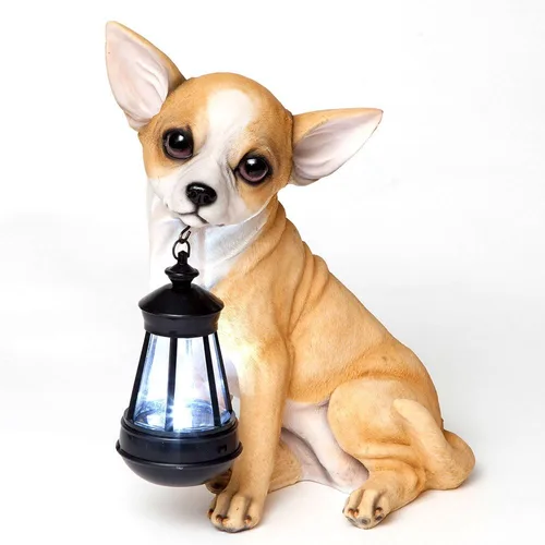 Miniatura 9 de Bits and Pieces - Estatua de linterna solar para perros - Linterna de jardín con energía solar - Escultura de perro de resina con luz LED