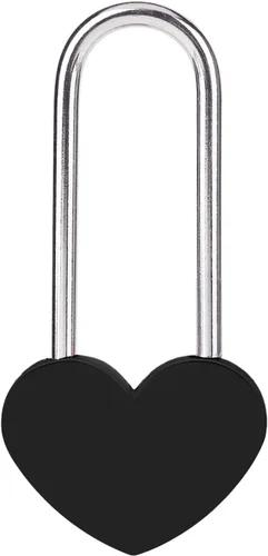 Candado de amor VeYocilk de 3.5" 50mm en forma de corazón, candado de corazón negro para deseos de amor, ideal para bodas, San Valentín,