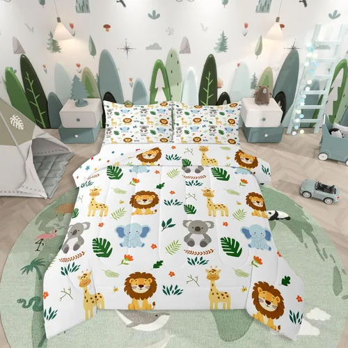 Miniatura 8 de Erosebridal Juego de ropa de cama a cuadros azul para niños, juego de cama individual con diseño de patos amarillos de dibujos animados, juego