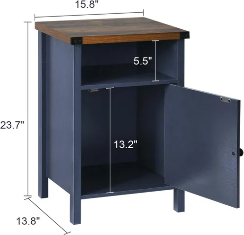 Miniatura 3 de Catrimown - Mesita de noche estilo granja con puerta de granero y estante, mesa auxiliar, mesa de centro rústica para dormitorio, sala de estar