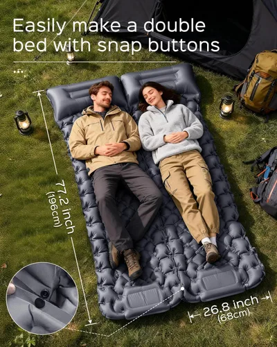Miniatura 2 de covacure Colchoneta de dormir de 3.9 pulgadas de grosor para acampar con bomba de pie integrada, colchón de aire ultraligero y compacto con almohada